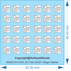 NODY Wagon Marker - N (1/160) - Railway & Train Decals