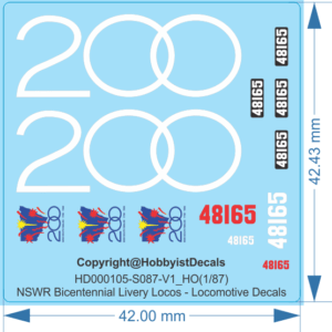 NSWR Bicentennial Livery Locos - HO (1/87) N (1/160) - Locomotive Decals