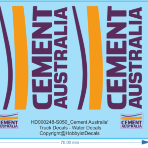 Cement Australia Truck Decals - 1/50 - Water Decals - Waterslide