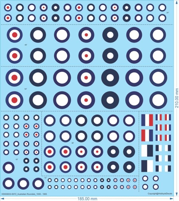 RAAF Roundels (1939-1955) - Water Decals (1/32, 1/48, 1/72)