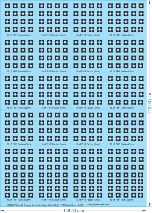 Dropzone Commander Decals (Sets of 16 off) - PHR Faction (5mm) - Sxxx - WD