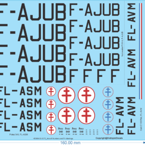 Aircraft Numbers and Fin Markings - 1/72 - Water Decal