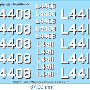 RAN Landing Craft Numbers 'L4408' & 'L4411' Ship Decal - 1/72 - Water Decal