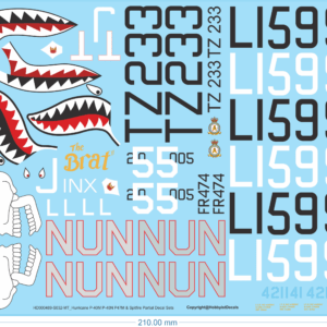 Hurricane P-40M P-40N P47M & Spitfire Partial Decal - 1/32 - Water Decal