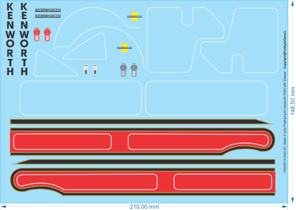 Kenworth W900 with Sleeper Black & Gold Pinstriping - 1/25 - Water Decal