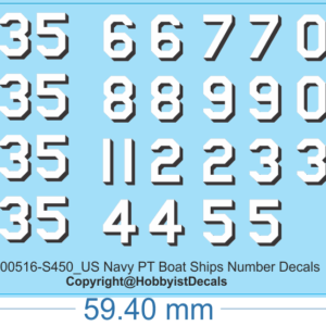 US Navy PT Boat Ships Number Ship Decals - 1/450 - Water Decal