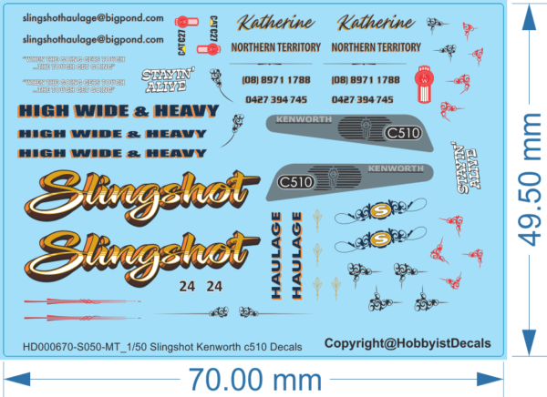 Slingshot Kenworth C510 Truck Decals - 1/50 - Water Decal