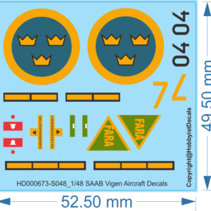 Saab Viggen Swedish Air Force Decal - 1/48 - Water Decal