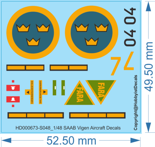 Saab Viggen Swedish Air Force Decal - 1/48 - Water Decal