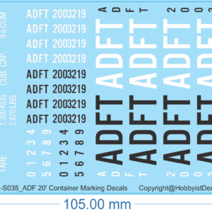 ADF 20' Container Marking Decals - 1/35 - Water Decal