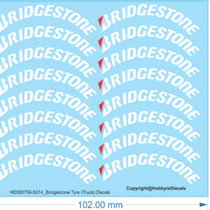 Bridgestone Tyre Truck Decals - 1/14 - Water Decal